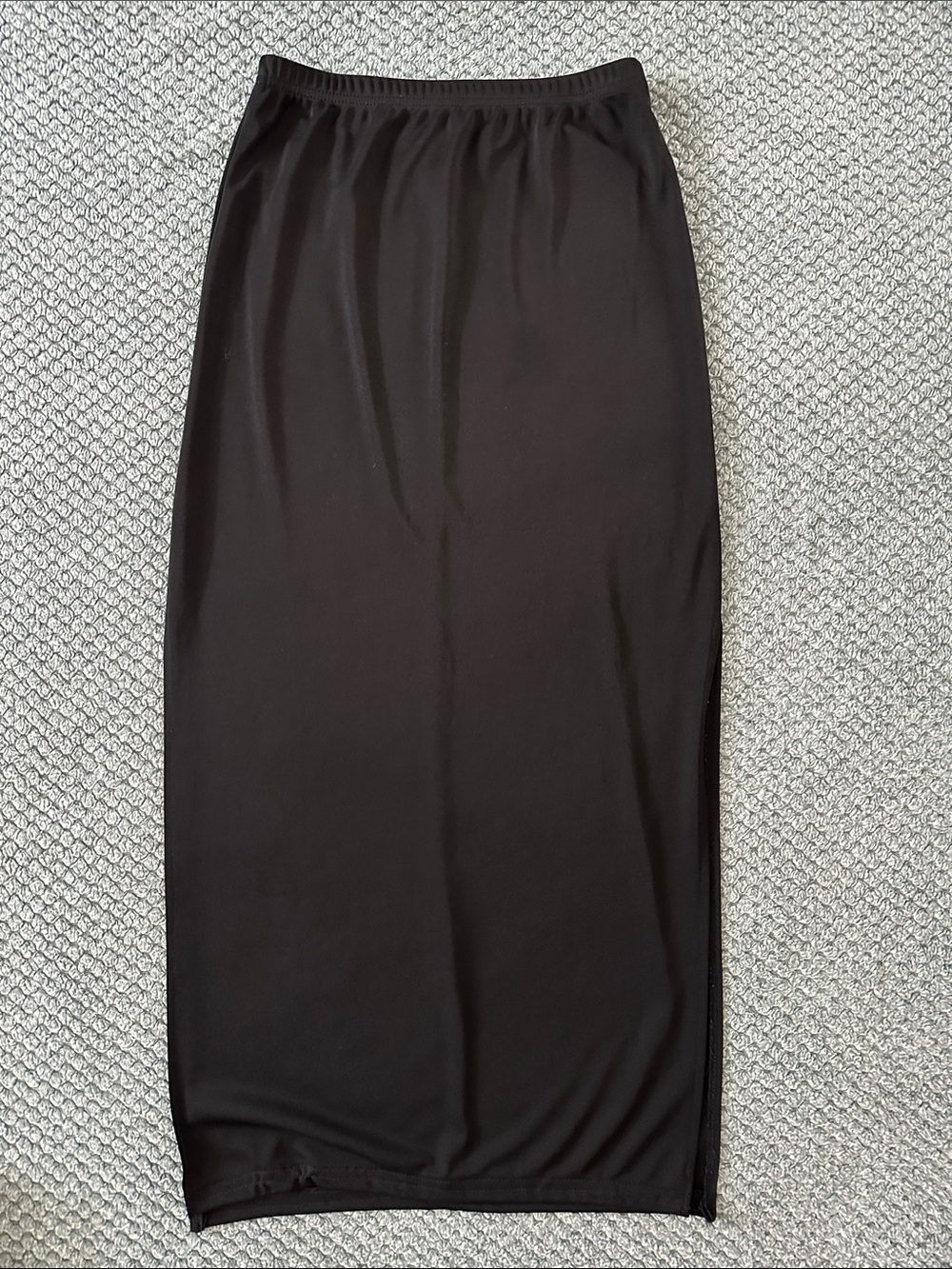 Vintage Exact Change Black Midi Skirt with Elastic Waist